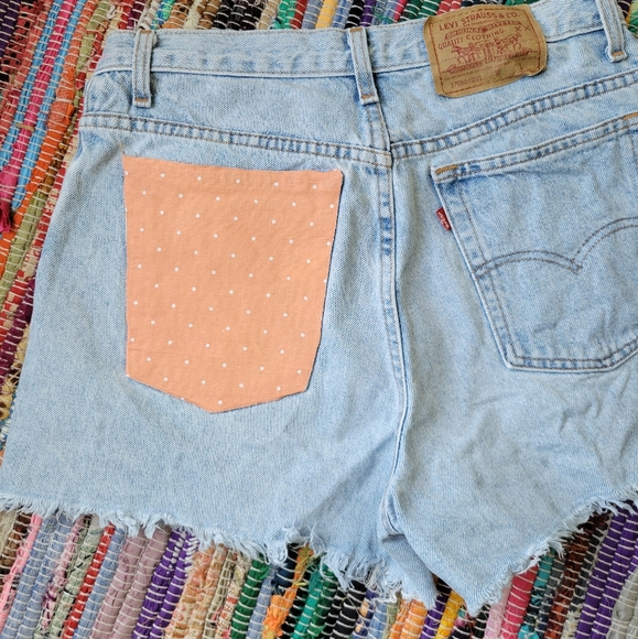 Levi's Cutoffs vintage 90s Pride Made in USA patchwork shorts - Picture 4 of 5